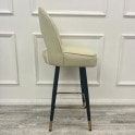 Clover Cream Brushed Velvet Bar Stool with Black Legs and Gold Tip