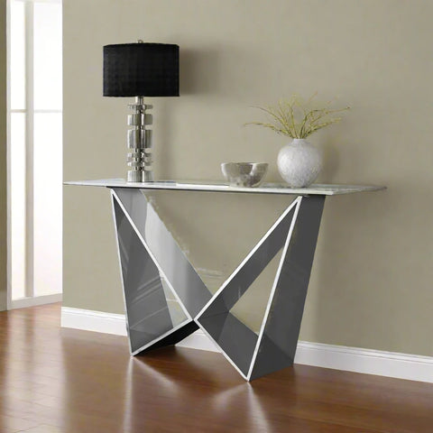 Marvel Chrome Console Table, matching Lamp Table and Dining Table also available - Lifestyle Image 