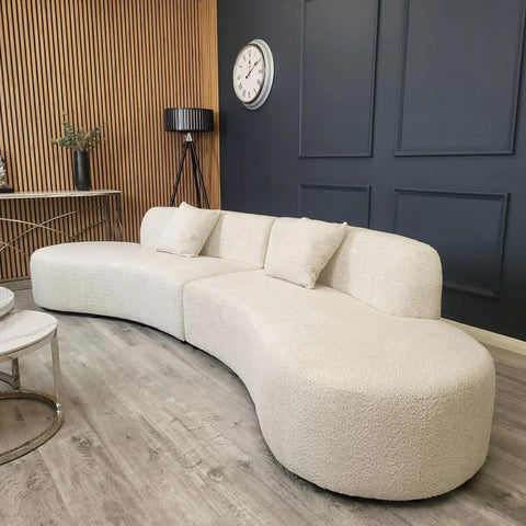 Margot Curved Beige Boucle 4 Seater Sofa, also available in 7 colours - Lifestyle Image