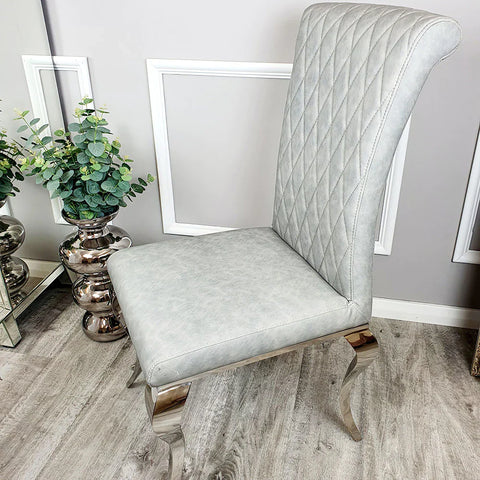 Bentley Grey Marble Dining Table with Nicole Chairs