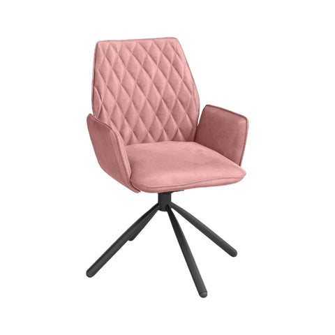 Twist Pink Plush Velvet Swivel Dining Chairs 