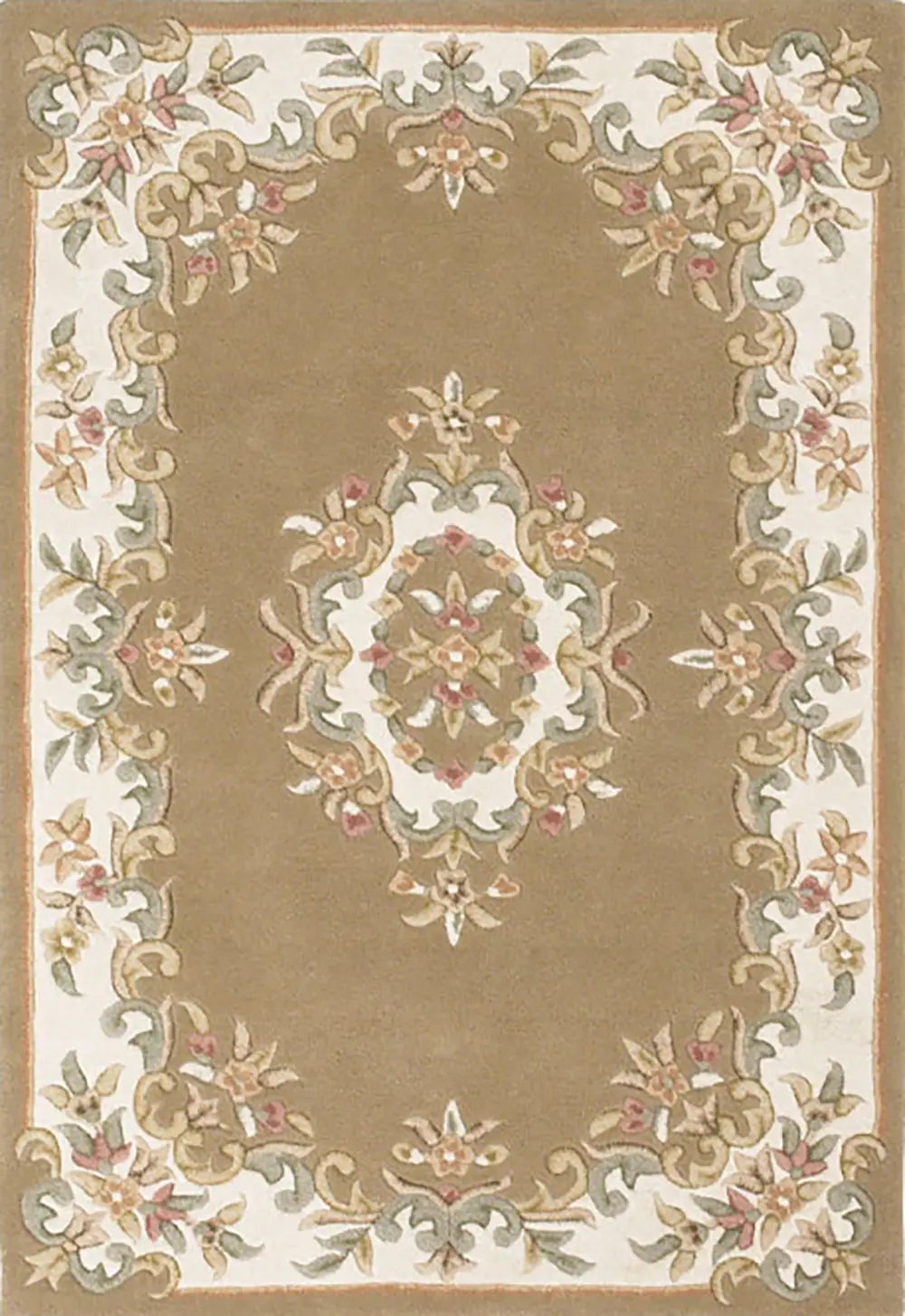 Royal Cream and Rose Traditional Rug, also available in cream, red, rose, green, blue, beige. Available in 7 sizes - Main Image Beige