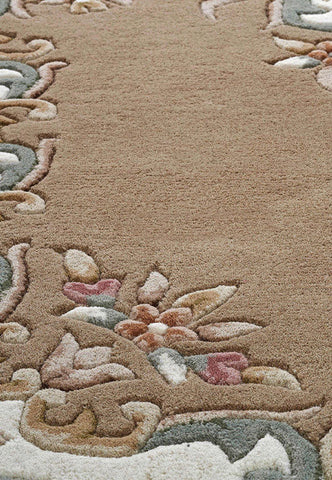 Royal Beige Traditional Rug, also available in cream, red, rose, green, blue. Available in 7 sizes-Close up Image Beige