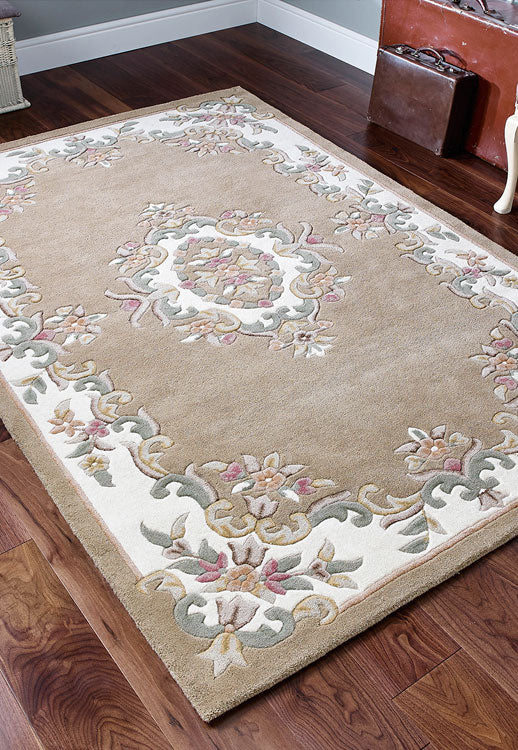 Royal Cream and Beige Traditional Rug, also available in cream, red, rose, green, blue, beige. Available in 7 sizes - Lifestyle Image Beige