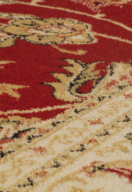 Oriental Weavers Royal Classic 636R Traditional Rug in Beige/Red, available in sizes 68x235cm, 80x150cm, 120x180cm, 160x235cm, 200x285cm, 240x340cm-Close up Image 