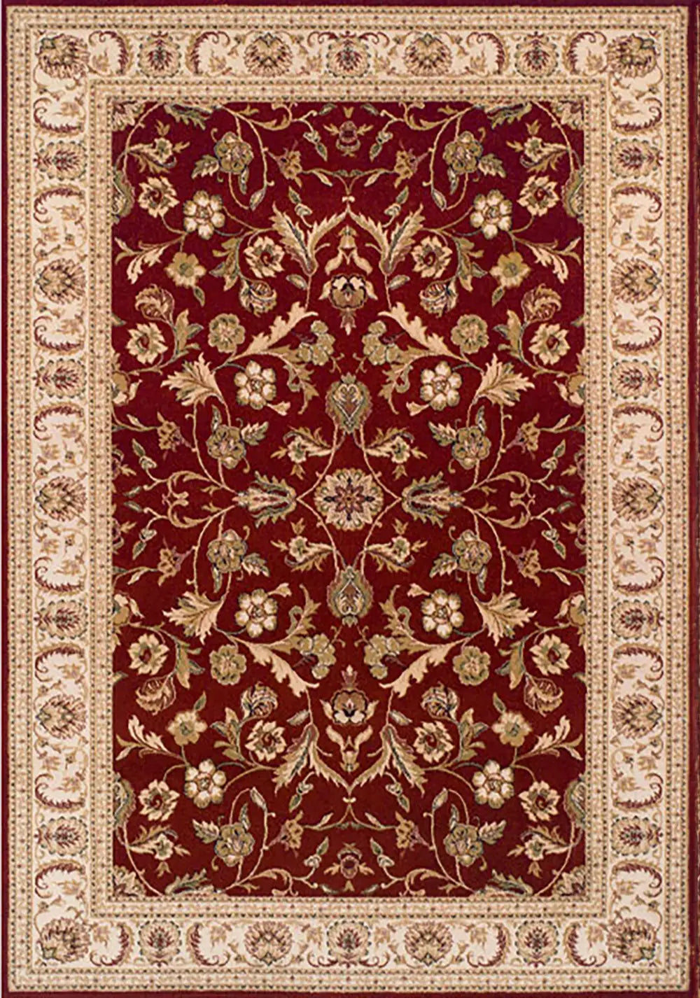 Oriental Weavers Royal Classic 636R Traditional Rug in Beige/Red, available in sizes 68x235cm, 80x150cm, 120x180cm, 160x235cm, 200x285cm, 240x340cm-Main Image