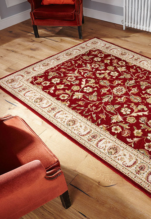 Oriental Weavers Royal Classic 636R Traditional Rug in Beige/Red, available in sizes 68x235cm, 80x150cm, 120x180cm, 160x235cm, 200x285cm, 240x340cm-Lifestyle Image 