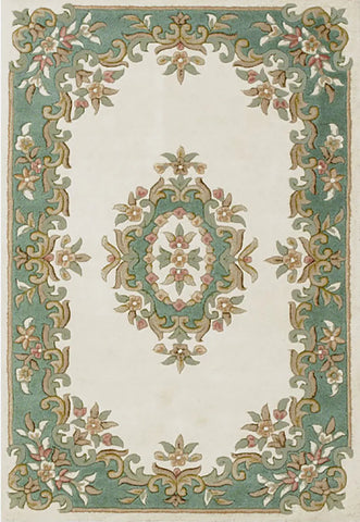 Royal Cream and Rose Traditional Rug, also available in cream, red, rose, green, blue, beige. Available in 7 sizes  - Main Image Cream and Green