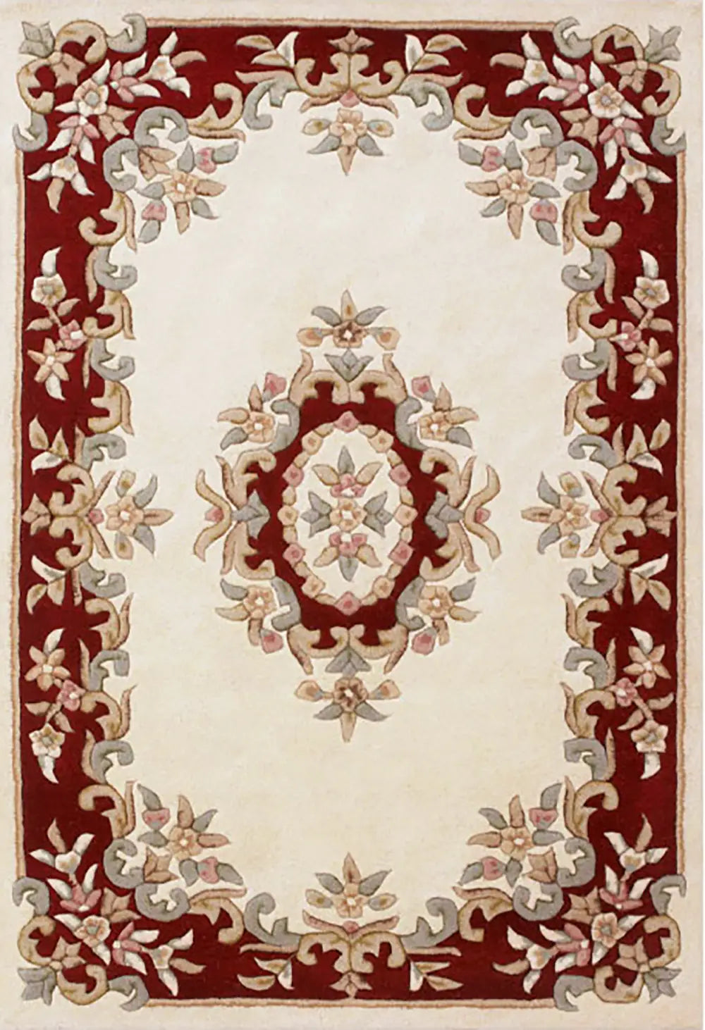 Royal Cream and Beige Traditional Rug, also available in cream, red, rose, green, blue, beige. Available in 7 sizes  - Main Image Cream and Red