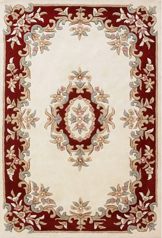 Royal Cream and Rose Traditional Rug, also available in cream, red, rose, green, blue, beige. Available in 7 sizes  - Main Image Cream and Red