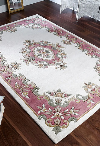 Royal Cream and Rose Traditional Rug, also available in cream, red, rose, green, blue, beige. Available in 7 sizes - Lifestyle Image Cream and Rose