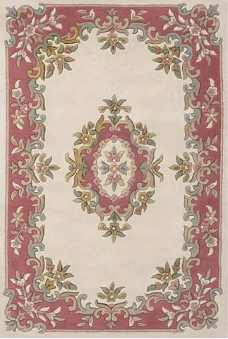 Royal Beige Traditional Rug, also available in cream, red, rose, green, blue. Available in 7 sizes-Main Image Cream and Rose