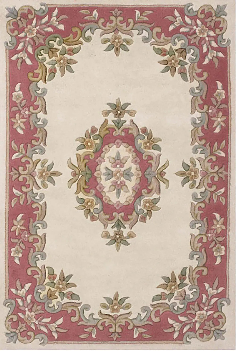 Royal Cream and Beige Traditional Rug, also available in cream, red, rose, green, blue, beige. Available in 7 sizes  - Main Image Cream and Rose