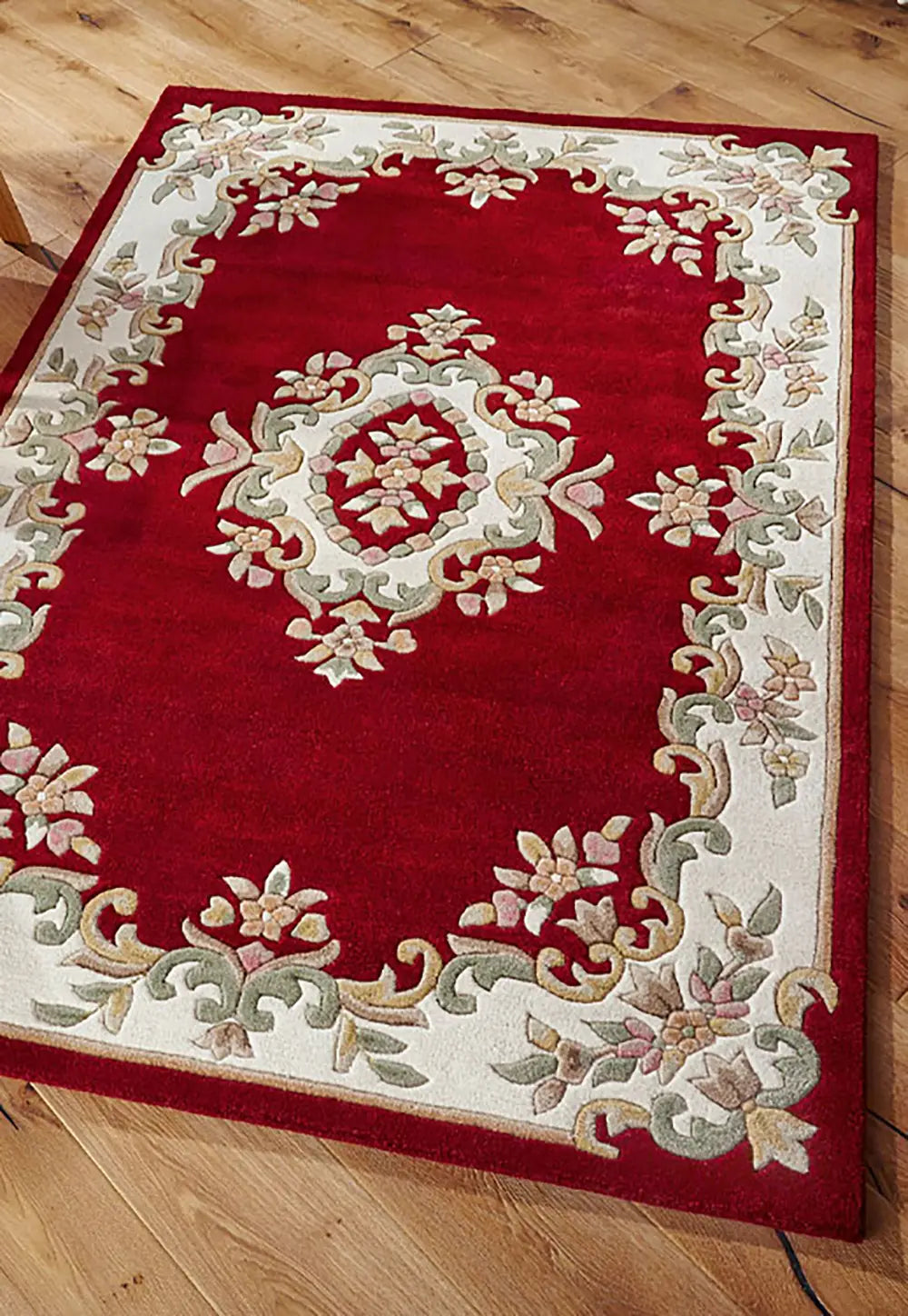 Royal Red Traditional Rug, also available in cream, red, rose, green, blue, beige. Available in 7 sizes - Lifestyle Image Red