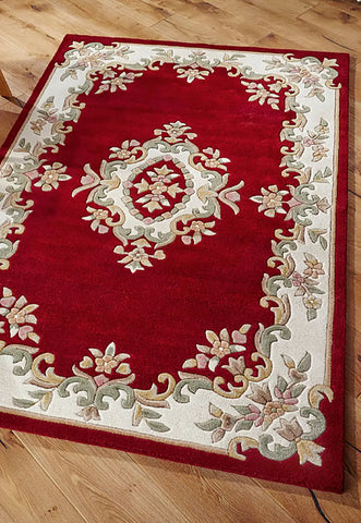 Royal Red Traditional Rug, also available in cream, red, rose, green, blue, beige. Available in 7 sizes - Lifestyle Image Red