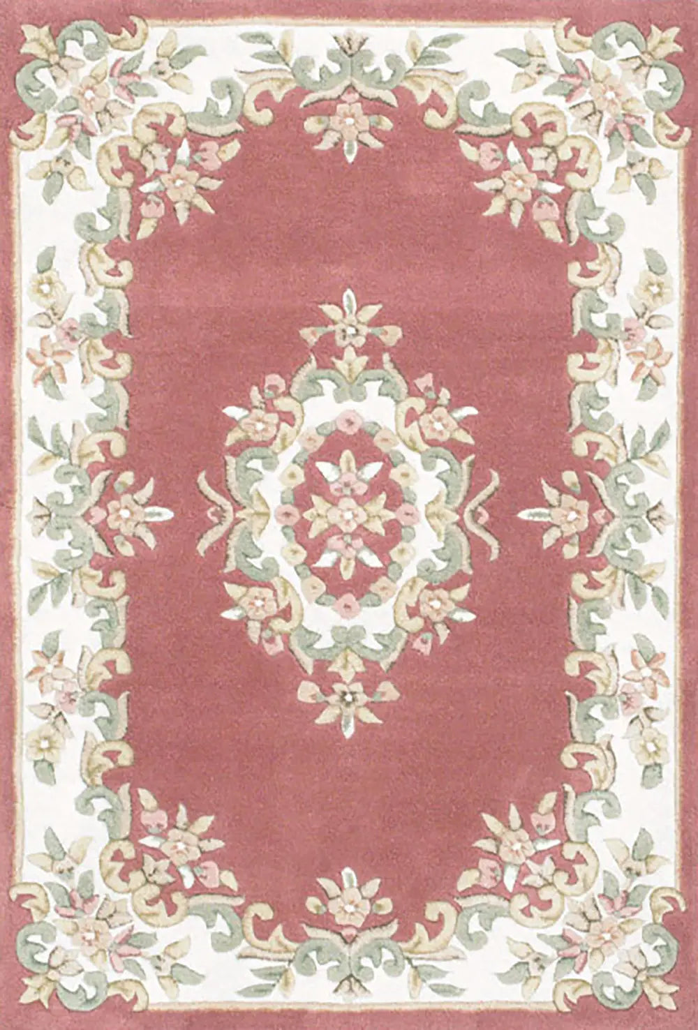 Royal Cream and Red Traditional Rug, also available in cream, red, rose, green, blue, beige. Available in 7 sizes  - Main Image Rose