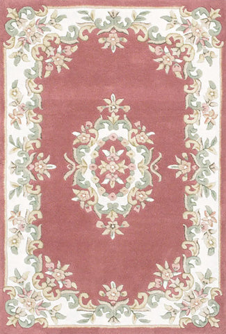 Royal Cream and Green Traditional Rug, also available in cream, red, rose, green, blue, beige. Available in 7 sizes  - Main Image Rose