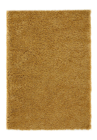 Serene Shaggy Soft Plain Rug, available in Charcoal, Cream, Grey, Gold, Beige, Pink, Red and Sage Green. Available in 5 sizes-Main Image-Gold