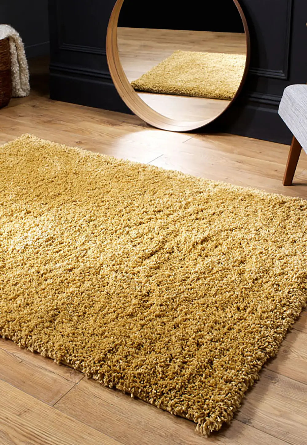 Serene Shaggy Soft Plain Gold/Ochre Rug