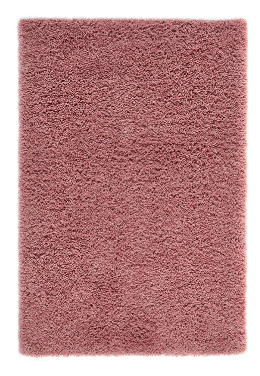 Serene Shaggy Soft Plain Rug, available in Charcoal, Cream, Grey, Gold, Beige, Pink, Red and Sage Green. Available in 5 sizes-Main Image-Pink