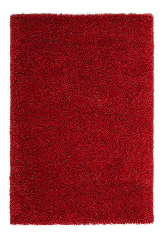 Serene Shaggy Soft Plain Rug, available in Charcoal, Cream, Grey, Gold, Beige, Pink, Red and Sage Green. Available in 5 sizes-Main Image-Red