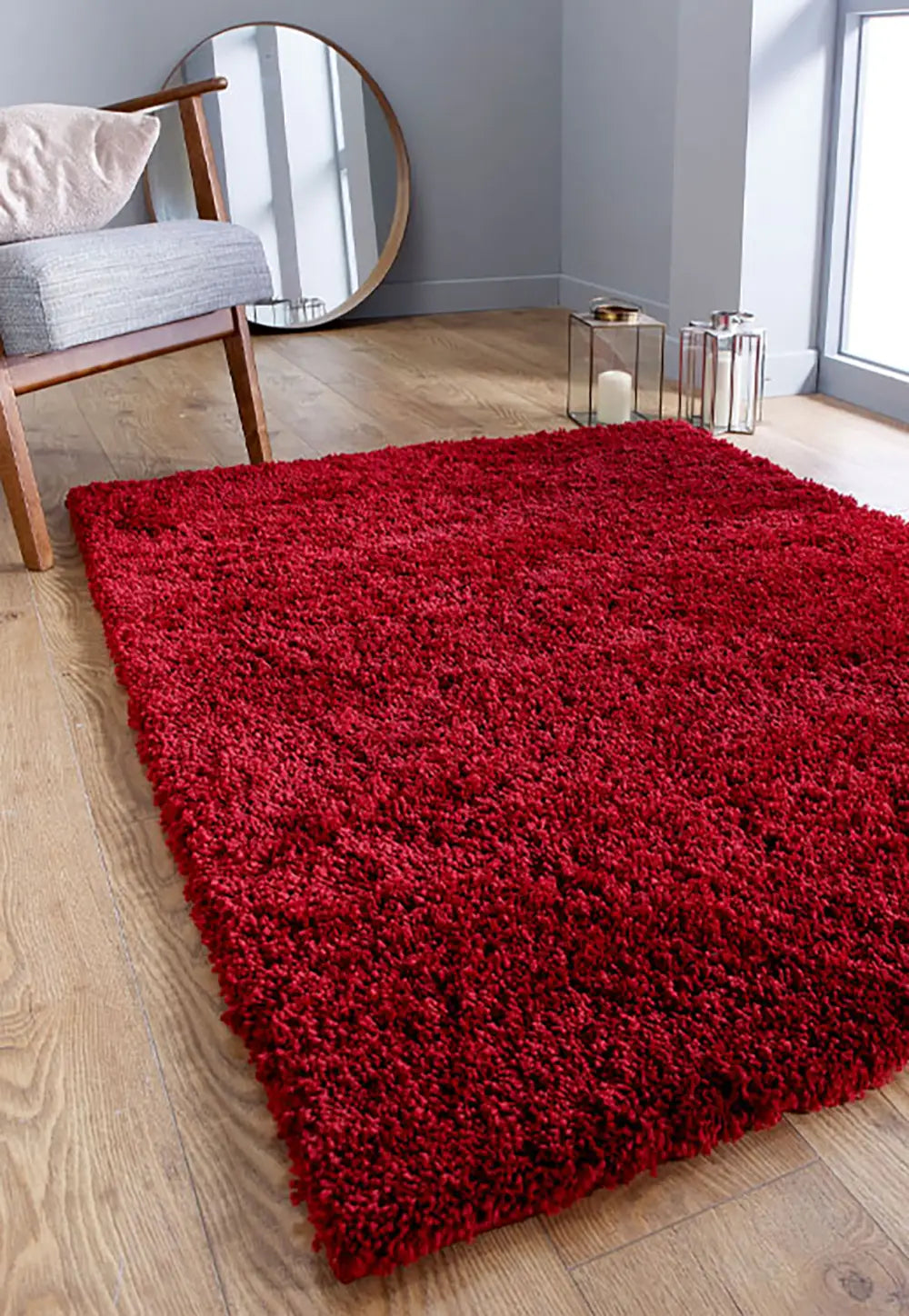 Serene Shaggy Soft Plain Red Rug