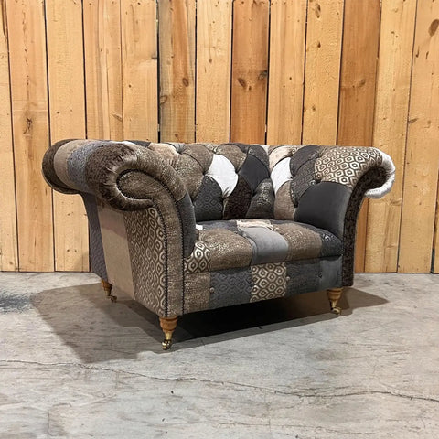 Oswald & Pablo Wiston Patchwork Velvet Chesterfield Armchair, also available in various size sofas - Main Image 