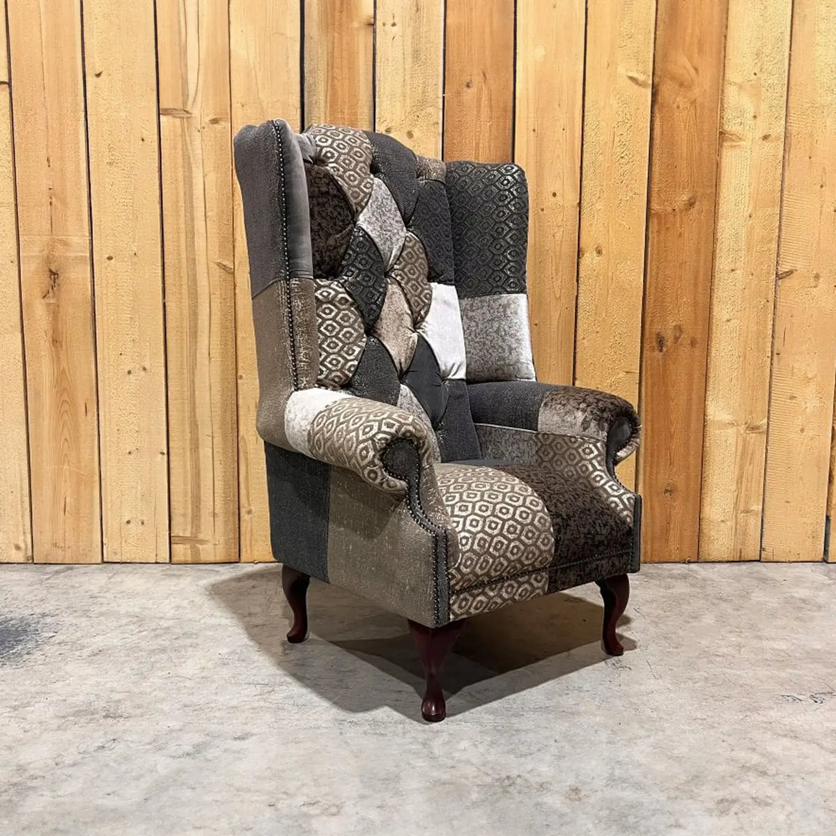 Oswald & Pablo Wiston Patchwork Chesterfield Wing Chair, also available in various size sofas - Main Image 