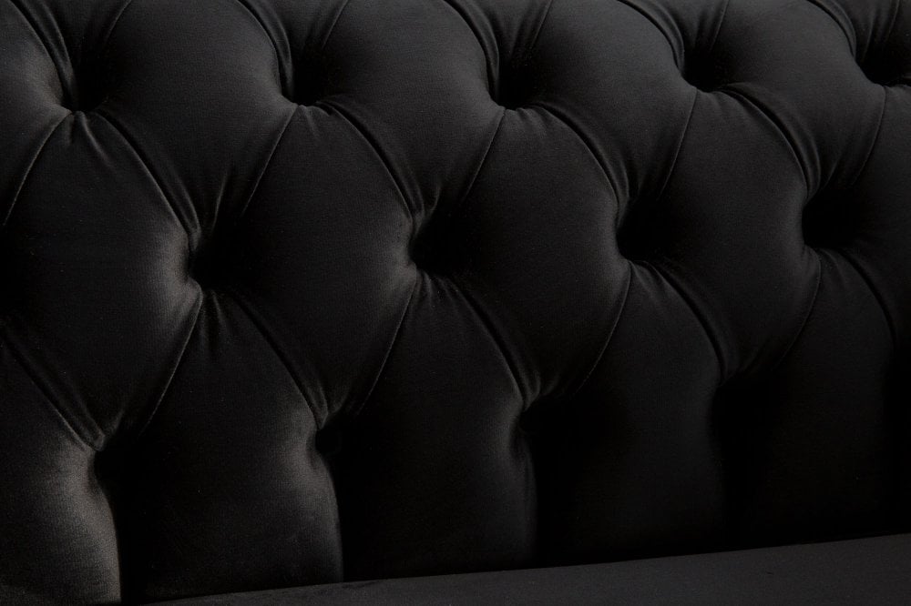 Oswald & Pablo Woodstock Chesterfield Black Velvet Armchair, also available in a variety of fabrics and colours - Button Detail Image